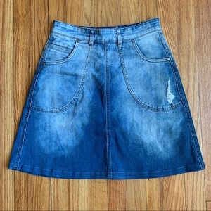 Anthropologie A-line Blue Denim Skirt sz 0